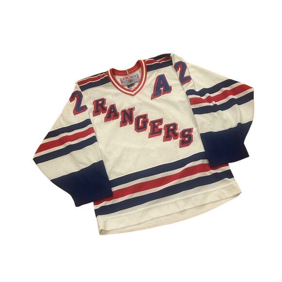 Vintage 1990's CCM Maska New York Rangers Brian Leetch #2 NHL Jersey Men's Small - Picture 3 of 9